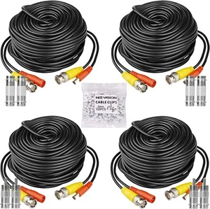 4 Pack 100ft BNC Video Power Cable, Security Camera Wire Cord 100ft-Black - Picture 1 of 9