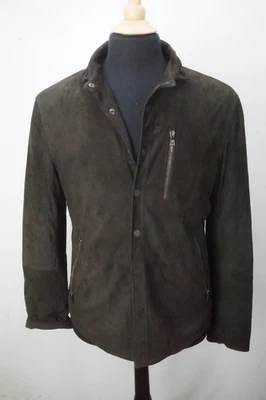 Abrigo Chaqueta Motociclista John Varvatos Marrón Gamuza Acolchado Forrado Cuero Talla 40 NUEVO Foto 1 de 4