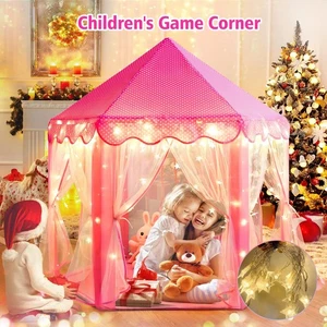 Princess Tent Girls Large Playhouse Kids Castle Play Tent with String Lights - Picture 1 of 18