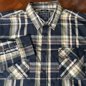 NEU American Rag marineblau grün weiß kariert Langarm Button Down gewebtes Hemd XL - Bild 1 von 8