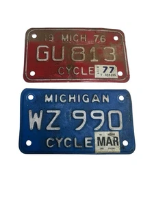 Targa Moto Michigan 1977-2001 Vintage, Set di 2 - Foto 1 di 3