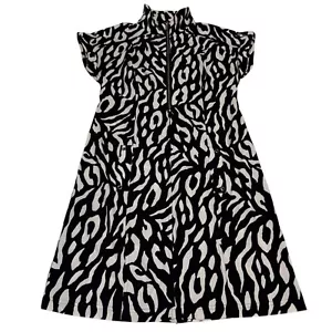 Zenergy by Chicos Kleid Zebramuster schwarz weiß Flügelärmel Reißverschluss vorne Größe 0,5 - Bild 1 von 9