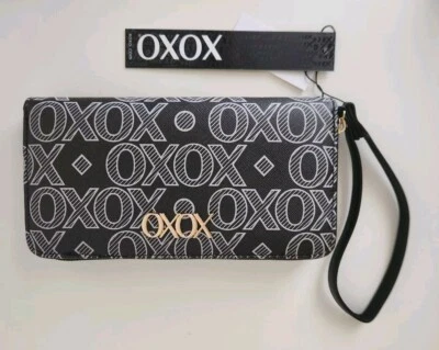 XOXO Mujer Muñequera Cremallera Alrededor Logo Cartera Negro Imitación Cuero ORIGINAL Foto 1 de 4