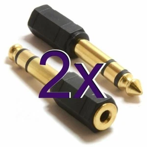 [2er-Pack] 3,5 mm AUX Mini Buchse auf 6,3 mm Buchse Stecker Kopfhörer Adapter GOLD - Bild 1 von 11