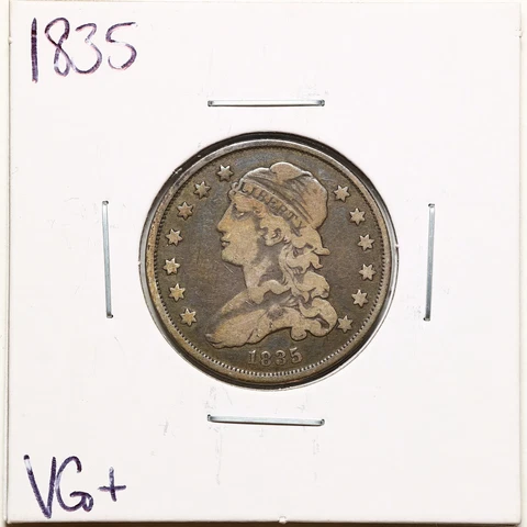 1835 25C Capped Bust Quarter Dollar in VG+ Condition #BH00117 Cover