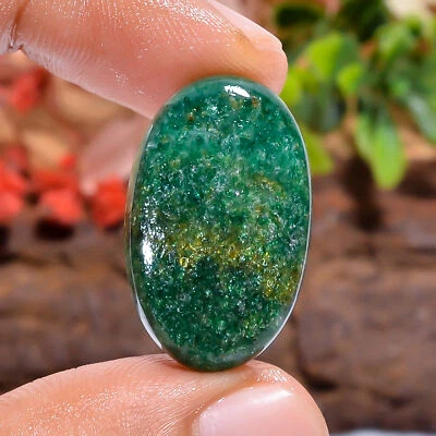 Genuine Green Aventurine Oval Shape Cabochon Loose Gemstone 20 Ct. 25X15X5 mm - Image 1 of 4