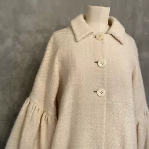 Cashmere wool cream short coat bell sleeves size M - Picture 1 of 18