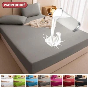 100% Waterproof Mattress Covers Protector Adjustable Non-slip Bed Fitted Sheet - Picture 1 of 32