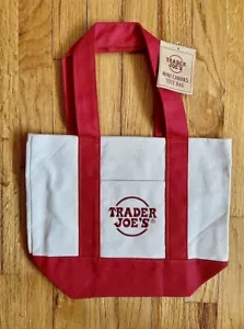 *NUOVO* Borsa Tote Trader Joe's Rossa in Tela Bianca Cinturini Crema Riutilizzabili TG - Foto 1 di 3