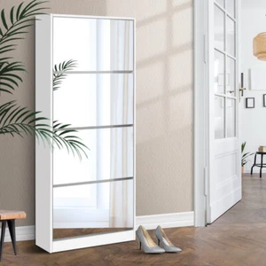 Shoe Cabinet Mirror Shoes Storage Rack Organiser 60 Pairs Cupboard Shelf - Picture 1 of 8