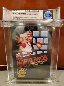 Super Mario Bros. GLOSS STICKER Seal 2nd Prod. Hangtab NES WATA 8.5 CIB 1985 