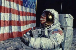 Space Astronaut Moon Land U.S.A.Flag 240-71-1 Artwork Micro Fiber Cleaning Cloth - Picture 1 of 1