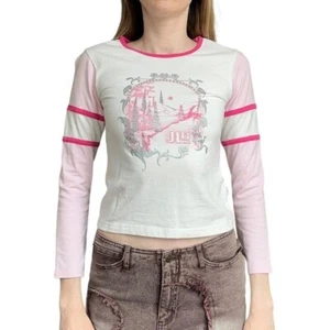 Vintage Y2K J.Lo by Jennifer Lopez glitter print white and pink long-sleeve tee. - Picture 1 of 8