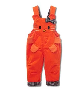 Baby Mädchen Latzhose Katze orange koralle für 1-2 Jahre Maße im Bild - Bild 1 von 4