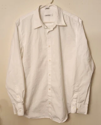 Camisa de vestir blanca para hombre Calvin Klein talla XL abotonada L/S texturizada Foto 1 de 4