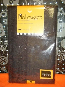 HALLOWEEN PUMPKIN HEMSTITCH 60 x 102 BLACK LINEN TABLECLOTH *NEW* - Picture 1 of 4