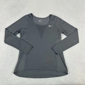 Nike Zonal Cooling Relay Shirt Womens Medium Gray Long Sleeve Mesh Detail Top - Picture 1 of 7