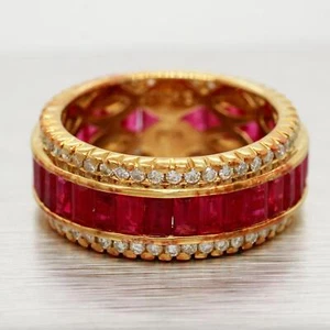 Sonia Bitton 5.20ctw Ruby & Diamond Eternity Ring | 18k Yellow Gold Band - Picture 1 of 7