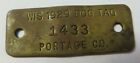 Vintage 1929 Dog Tag License Tax Registration Portage Co., Wisconsin Antique