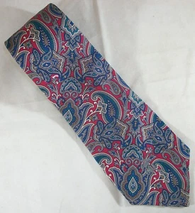 COUNTESS MARA Red & Blue Paisley Floral Neck Tie 58" Long x 3.75" Wide (F146) - Picture 1 of 3