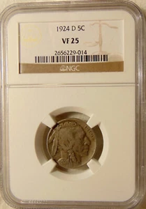 1924-D Buffalo Nickel - Better Date - NGC VF25 - Very Nice Looking Coin - Picture 1 of 5