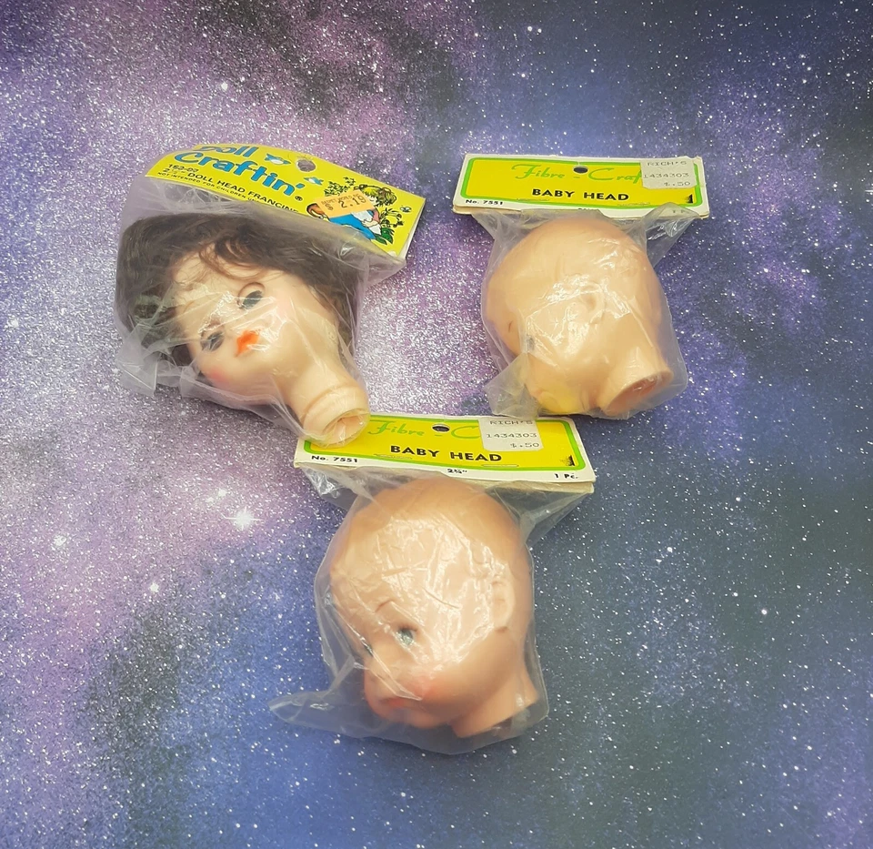 Vtg Baby Doll Heads Lot Of 3 NOS 2.75" & 2.5" Foto 1 de 4