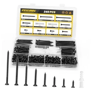 Wood Screws Assortment Kit, 240 PCS High Hardness Flat Head Wood Screws Set, - Picture 1 of 7