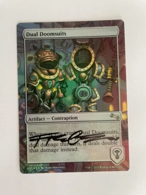 MTG ARTIST PROOF FOIL UNSTABLE DUAL DOOMSUITS SIGNED BY FRANZ VOHWINKEL RARE - Image 1 of 4