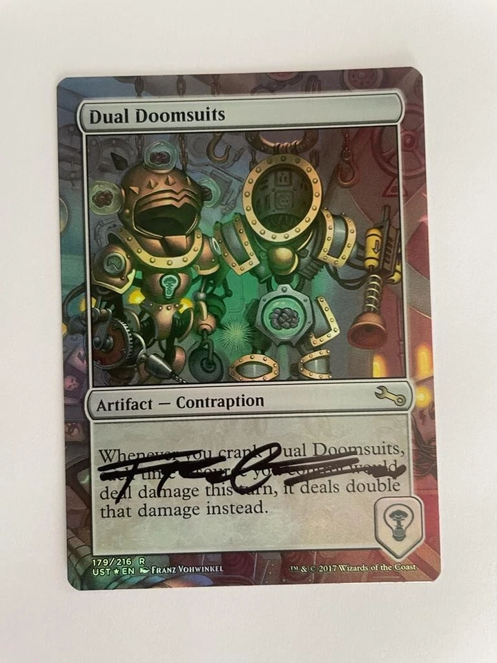 MTG ARTIST PROOF FOIL UNSTABLE DUAL DOOMSUITS SIGNED BY FRANZ VOHWINKEL RARE - Image 1 of 4