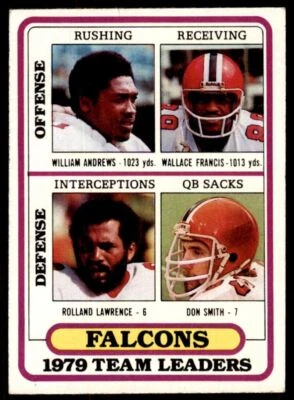 1980 TOPPS NFL WILLIAM ANDREWS/WALLACE FRANCIS/ROLLAND LAWRENCE/DON SMITH - Image 1 of 2