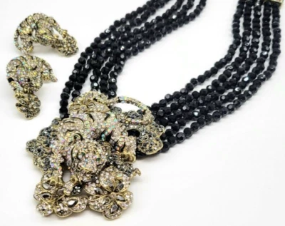 Heidi Daus Year of the Tiger Aurora Borealis Tiger Necklace + Earring Set NIB - Image 1 of 4