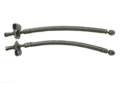 2 STEEL DUAL WHEEL VALVE STEM EXTENDER EXTENSION 11IN STAINLESS STEEL HOSES - Image 1 of 3