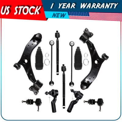 12pcs Front Lower Control Arm Tie Rod End Sway Bar For 2004 05 06-2009 Mazda 3 - Image 1 of 4