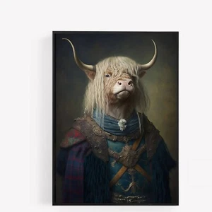 Royal Highland Cow Vintage Stil Druck Bild Poster viktorianisch ungerahmt A4 - Bild 1 von 1