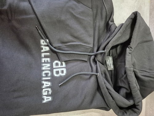 BALENCIAGA Felpa con Cappuccio Pullover Oversize Nero Taglia L 100% Cotone