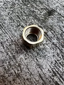 Classic Motorcycle Fuel Pipe / Tap Nut Polished Brass 1/4" BSP Fits 1/4 - Picture 1 of 4