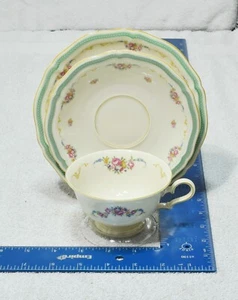VTG Rosenthal Chippendale Green Colorful Bloom Set 3 Plate Saucer Cup CHIPPED - Picture 1 of 12