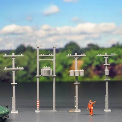 HO Scale Diorama Power Pole Kit Railroad Layout Scene Building Model Accessories - Image 1 of 4