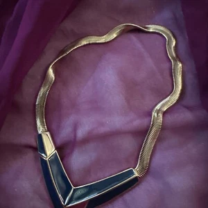MAM 1977 TIAFARI Black Enamel Snake Outstanding Gold Necklace New York Art Deco - Picture 1 of 7