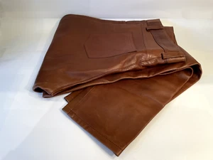 Súper Suave Medio Marrón DAKS London Mujer Lujo Cuero Real Pantalón - Imagen 1 de 12