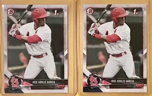 2 CARD LOT - 2018 BOWMAN 1st PROSPECTS BP121 - ADOLIS GARCIA - Rookie  NEAR MINT