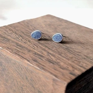 Ohrstecker - ausgefallener Blau- & Silberton - klein & zierlich - Bild 1 von 5