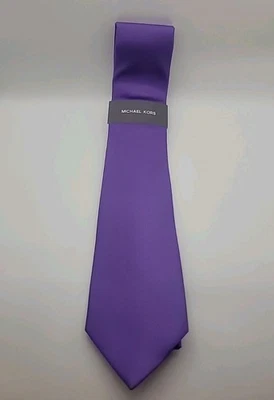 Corbata de seda Michael Kors para hombre púrpura liso nueva con etiquetas boda/negocios/formal Foto 1 de 2