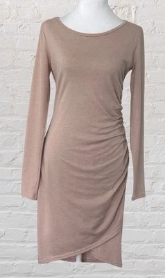 Leith Mauve Pink Long Sleeve Ruched Bodycon Dress M Office Siren Quiet Luxury - Image 1 of 4