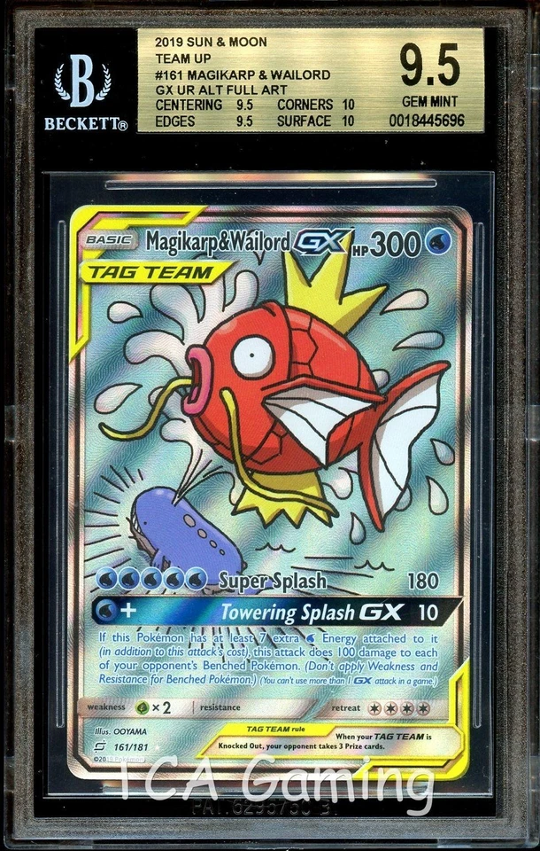 BGS 9.5 ++ GEM MINT Magikarp & Wailord GX 161/181 ALTERNATE ART Pokemon Card - Image 1 of 3