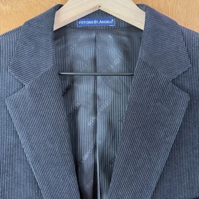 Blazer Pana Para Hombre 42L Negro 2 Botones Vittorio St Angelo Muesca Solapa Invierno Foto 1 de 4