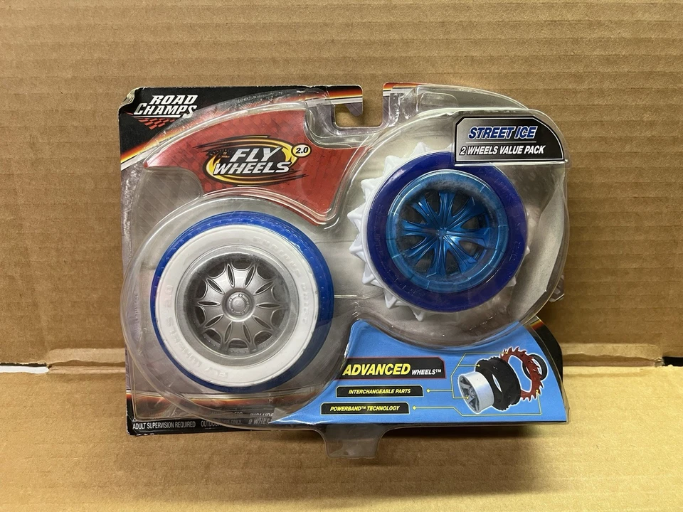 Road Champs Fly Wheels 2.0 STREET ICE Paquete de 2 Ruedas AZUL BLANCO Nuevo Foto 1 de 4