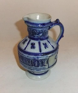 Antique C.19th Westerwald Type Blue & Grey Stoneware Jug 16 cm high A/F - Picture 1 of 13
