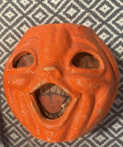 Antique Halloween Paper Mache Jack O'Lantern Trick Or Treat Candy Bucket 1920’s - Picture 1 of 9