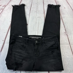 Pantalones de mezclilla para mujer American Eagle Outfitters súper elásticos súper bajos talla 10 R - Imagen 1 de 14